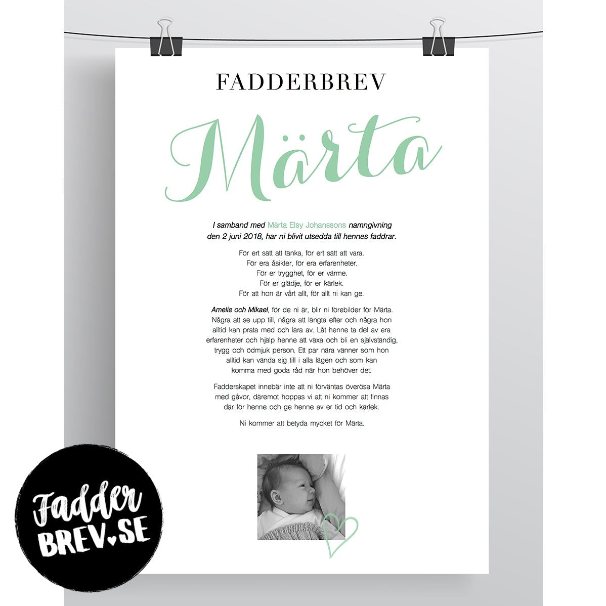 FADDERBREV MED FOTO