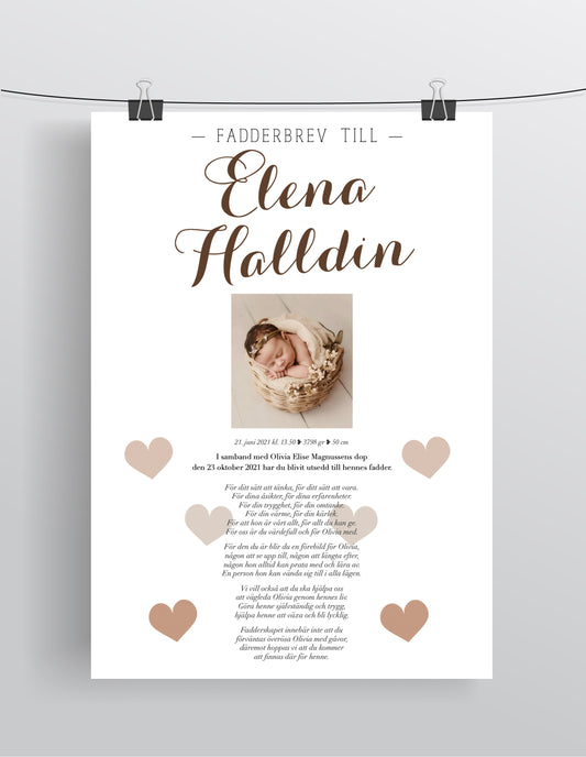 FADDERBREV CHIC MED FOTO – DIGITAL PRODUKT – STÅENDE FORMAT