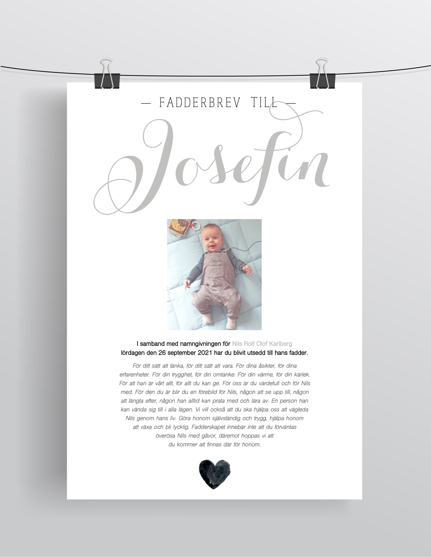 FADDERBREV CHIC MED FOTO – DIGITAL PRODUKT – STÅENDE FORMAT