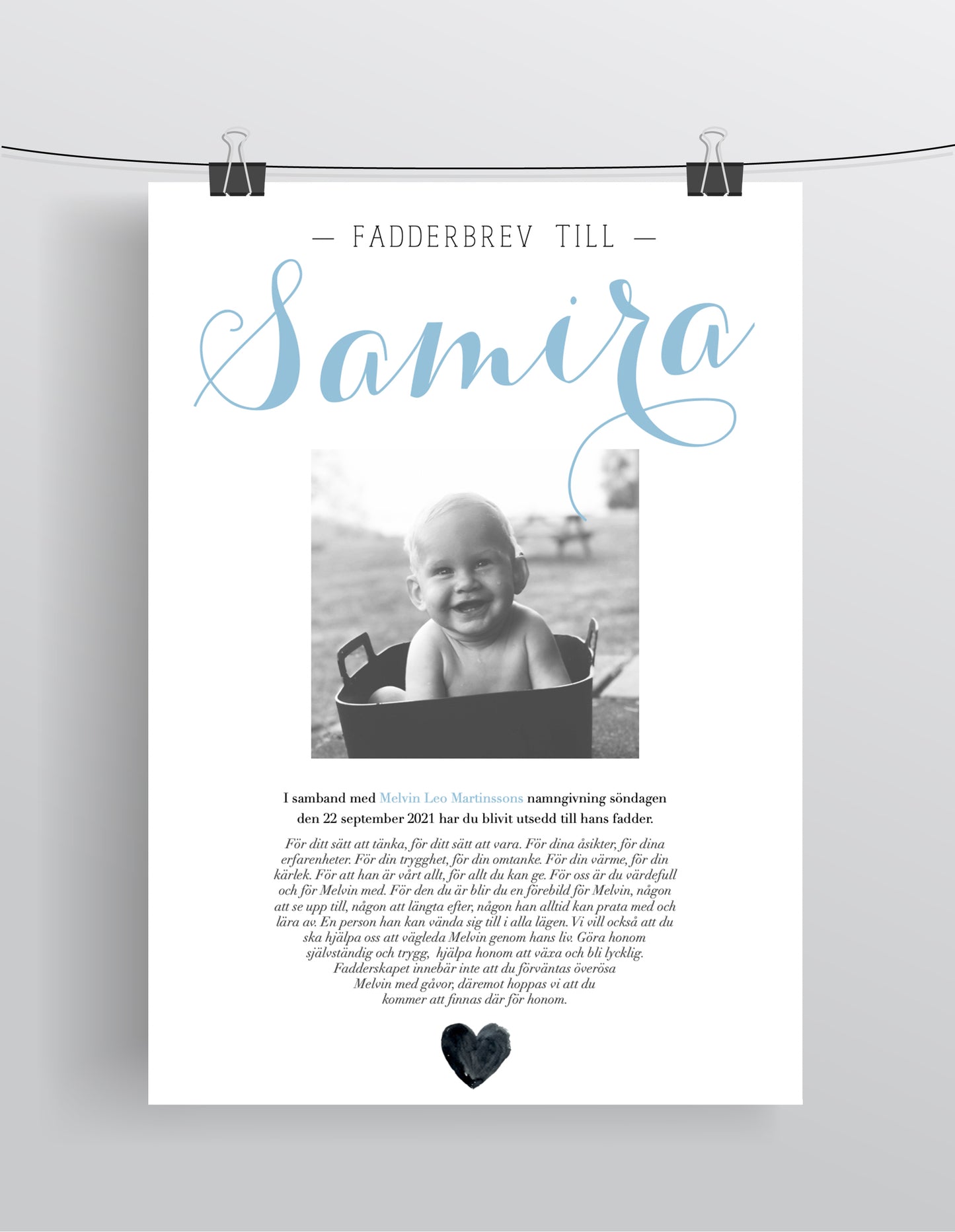 FADDERBREV CHIC MED FOTO – DIGITAL PRODUKT – STÅENDE FORMAT