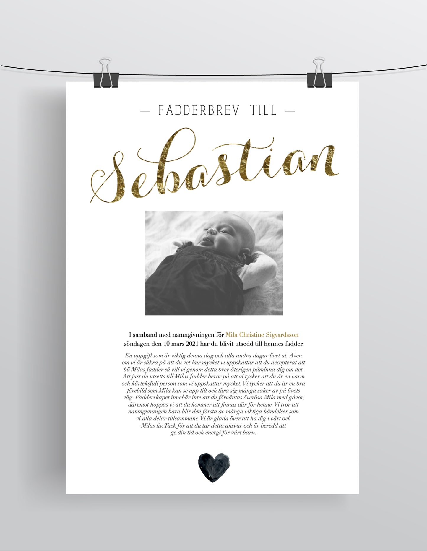 FADDERBREV CHIC MED FOTO – DIGITAL PRODUKT – STÅENDE FORMAT