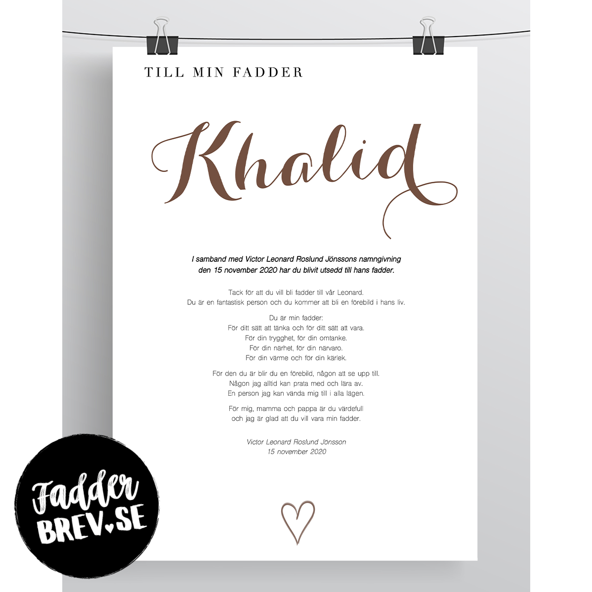 FADDERBREV STANDARD – DIGITAL PRODUKT