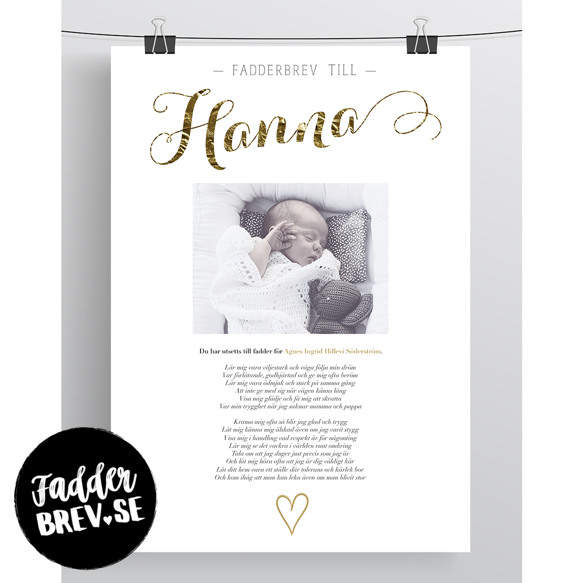 FADDERBREV CHIC MED FOTO – DIGITAL PRODUKT – STÅENDE FORMAT