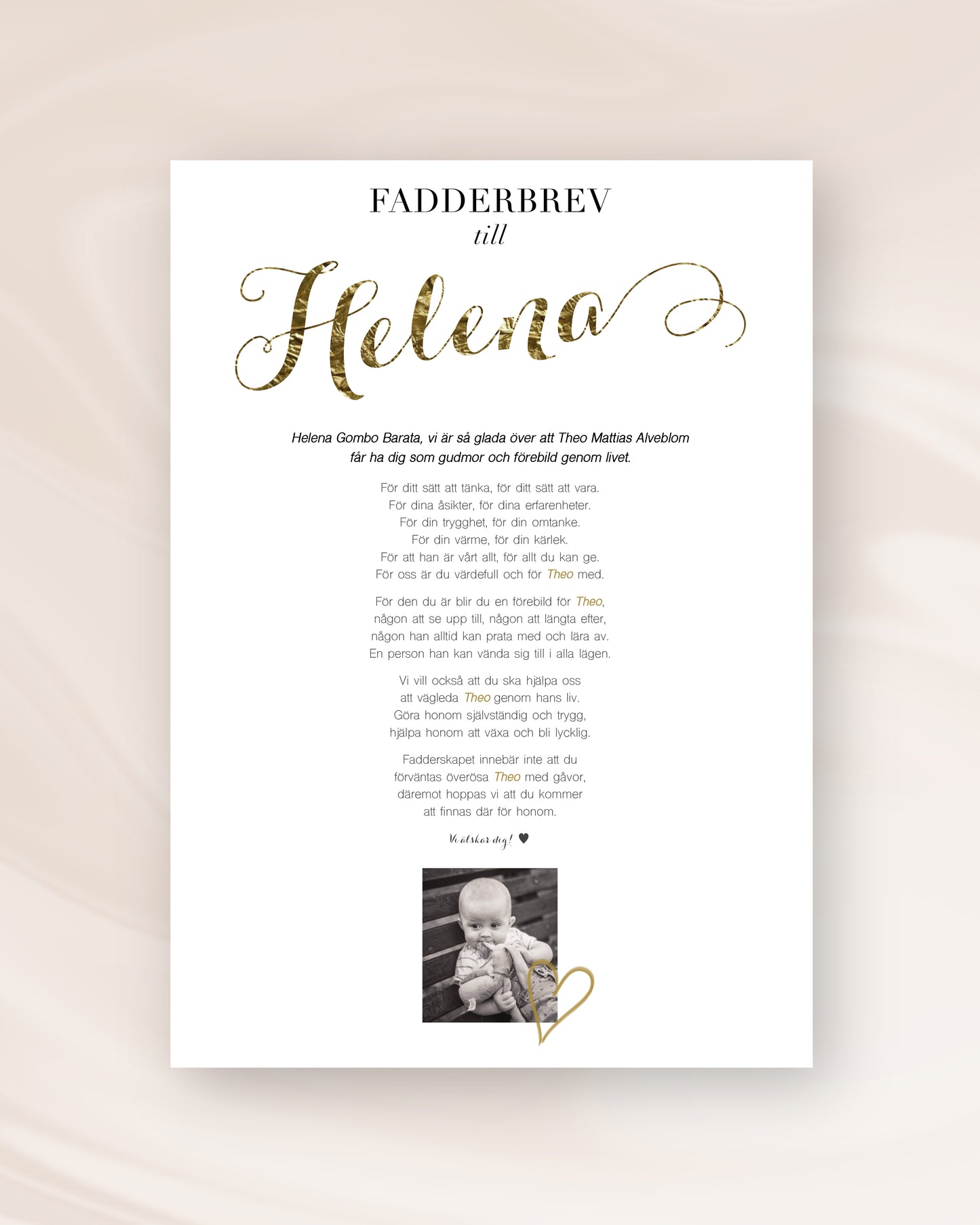 FADDERBREV KLASSISK MED FOTO