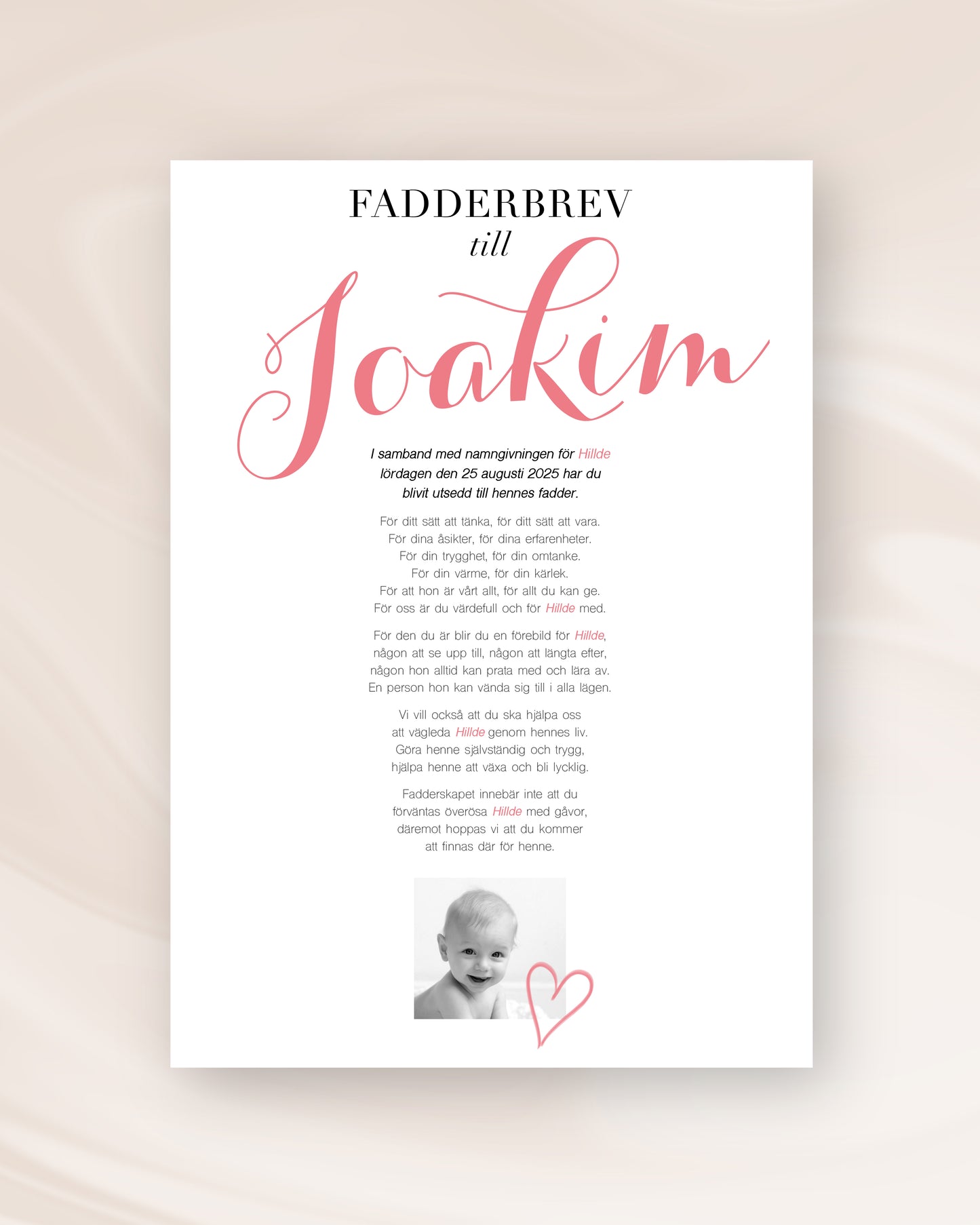 FADDERBREV KLASSISK MED FOTO
