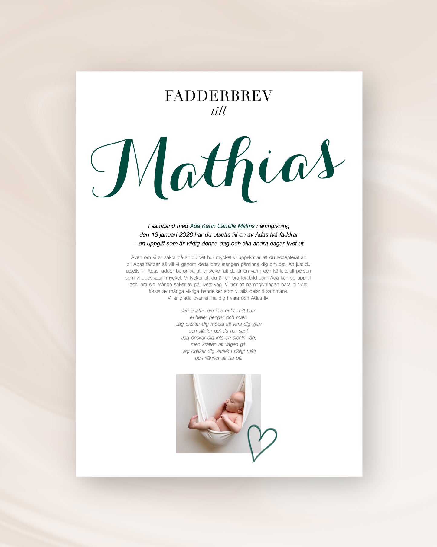 FADDERBREV KLASSISK MED FOTO