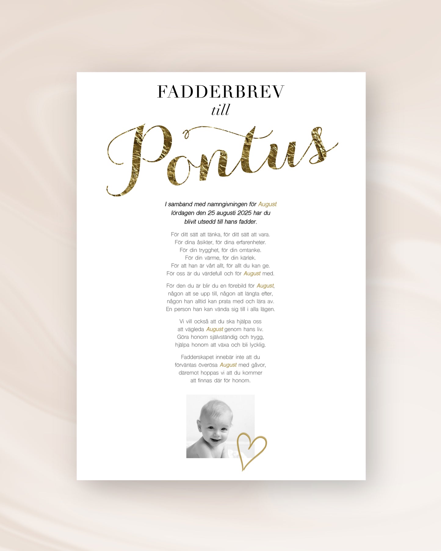 FADDERBREV KLASSISK MED FOTO
